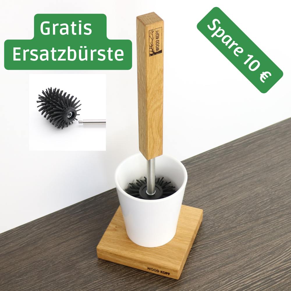 Toilettenbürstenhalter LINA aus Holz + Gratis Ersatzbürste